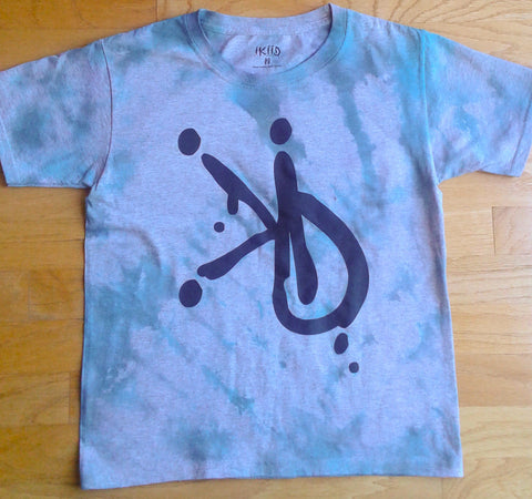 Grey Turquoise Tie Dye Kids Shirt